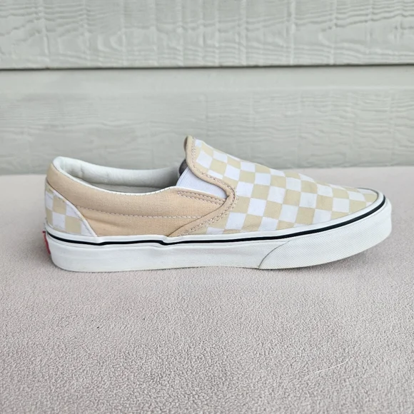 Vans Classic Slip-On Checkerboard Peach Sneaker Women SZ 8 Canvas Casual - Picture 4 of 12